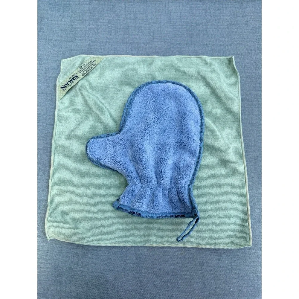 N.O.R.W.E.X. Dusting Mitt + Enviro Teal Blue Set Microfiber -new